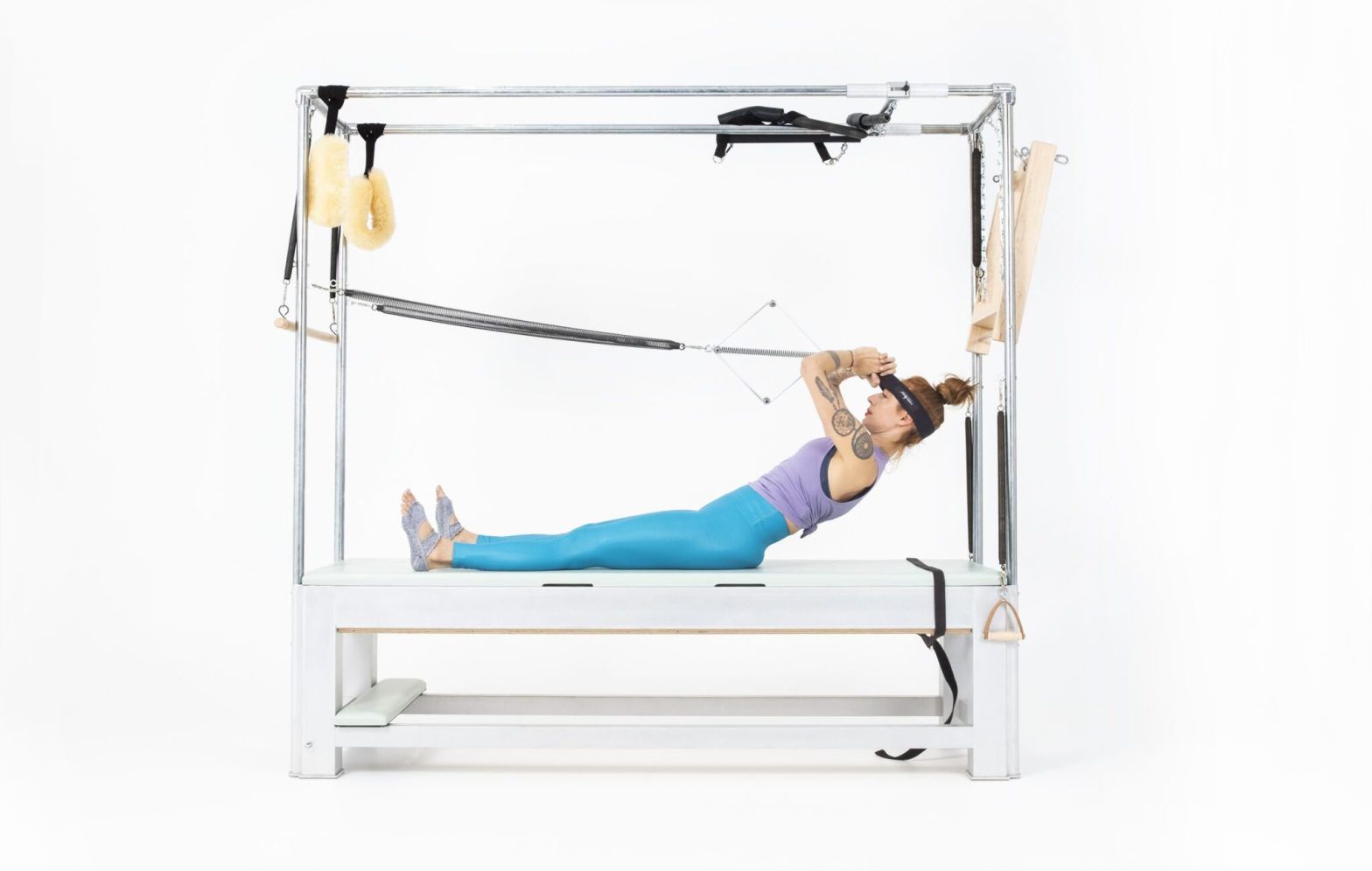 Seated Flat Back with Neck Stretcher on the Cadillac or Tower Online Pilates Classes