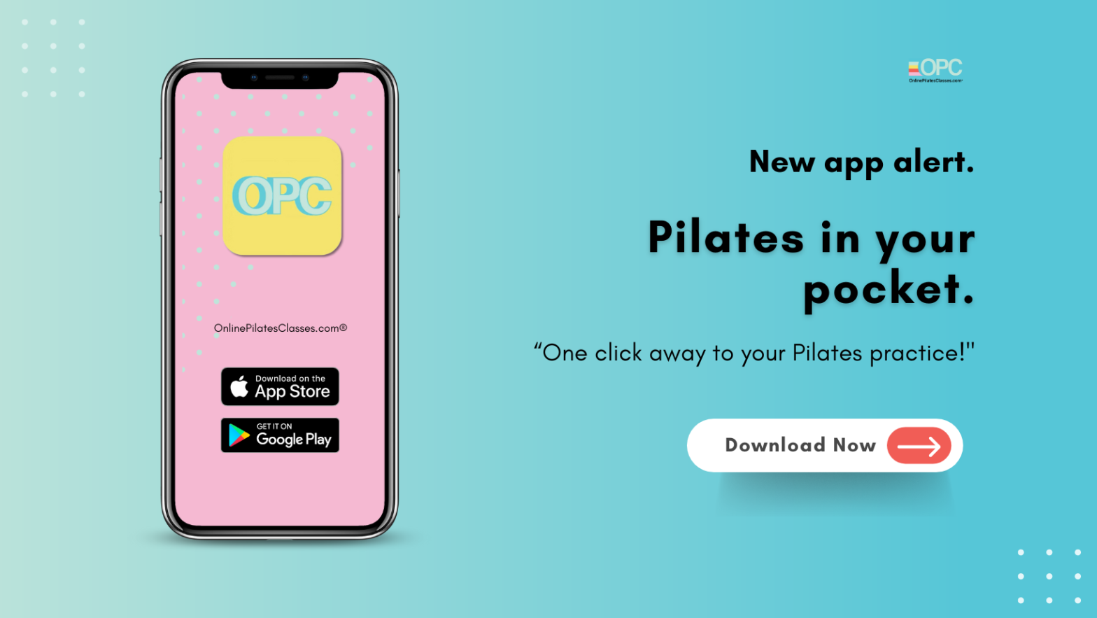 opc onlinepilatesclasses mobile app apple google announcement - online pilates classes